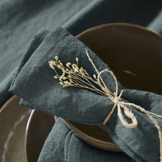 Lot de 3 serviettes de table en lin lavé