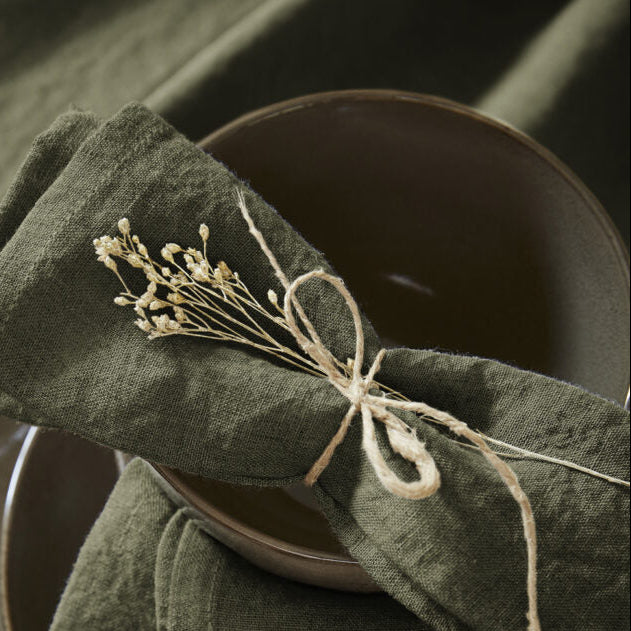 Lot de 3 serviettes de table en lin lavé