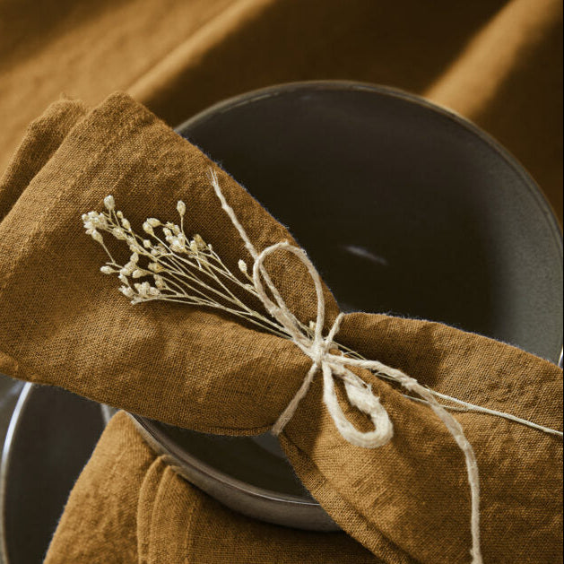 Lot de 3 serviettes de table en lin lavé