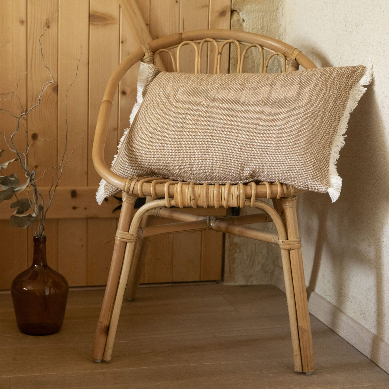 Coussin en coton texturé