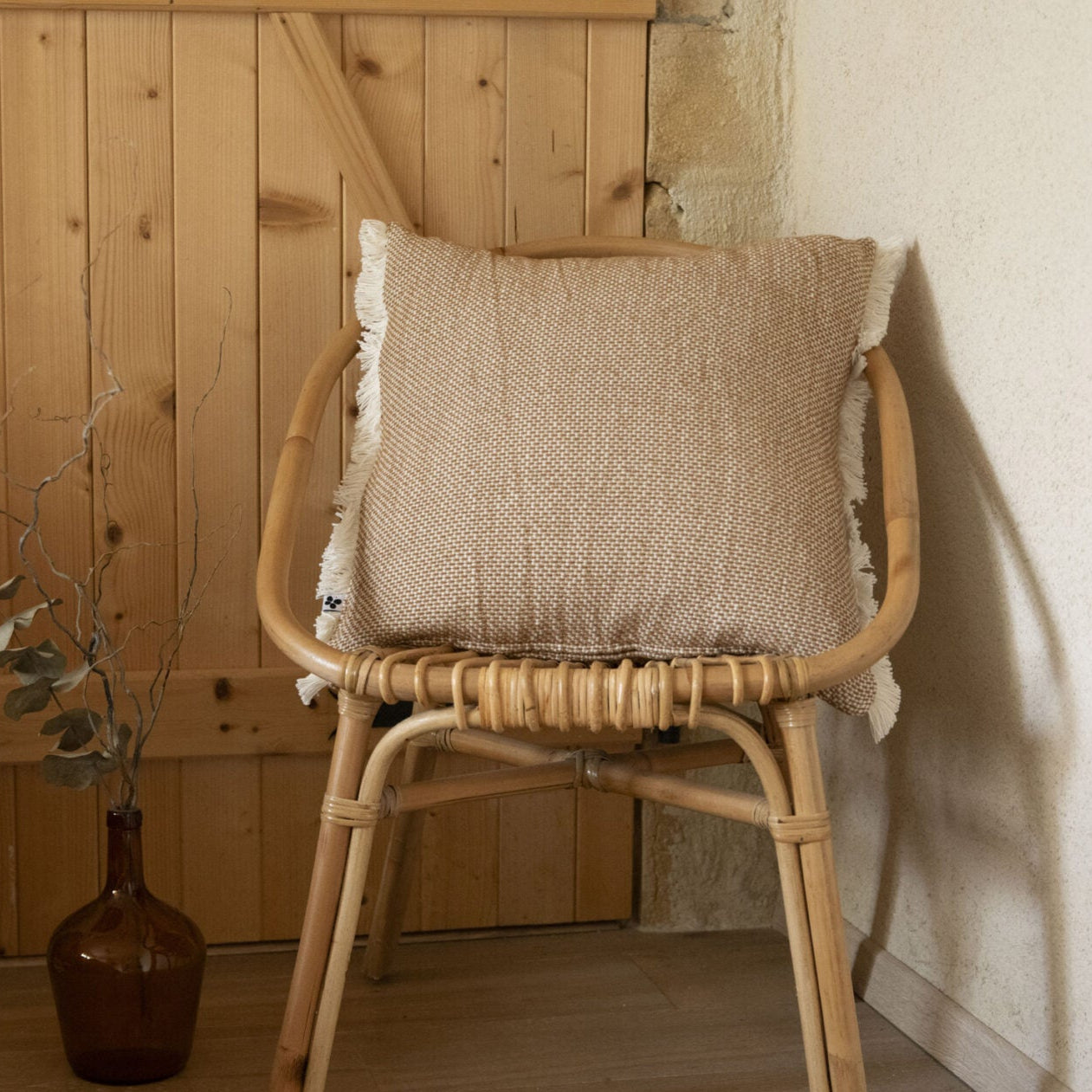 Coussin en coton texturé