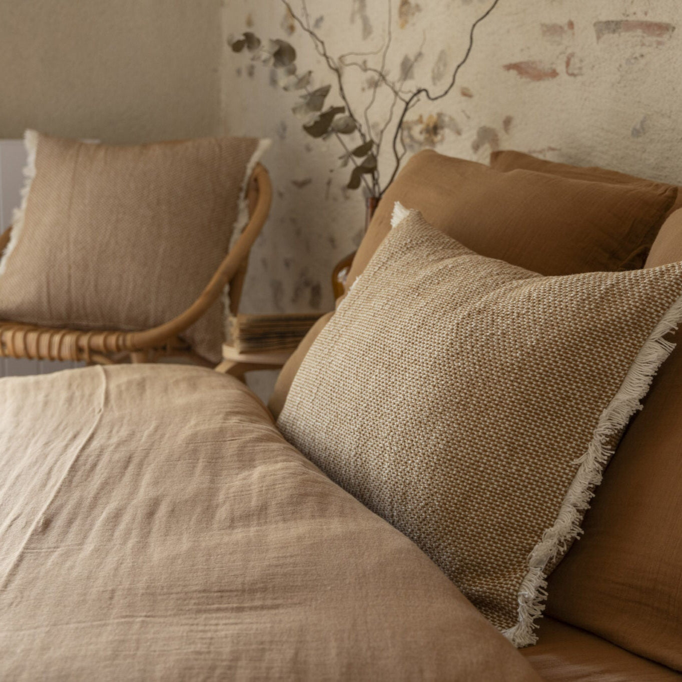 Coussin en coton texturé