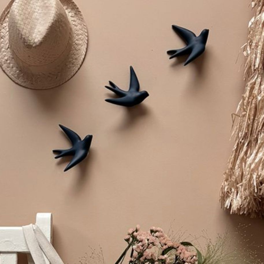 2 Pièces Hirondelle Décoration Murale Résine - Sculpture Hirondelle Pendentif Pour Jardin Et Intérieur