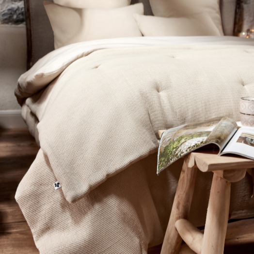 Bout de lit nid d'abeille/coton lavé