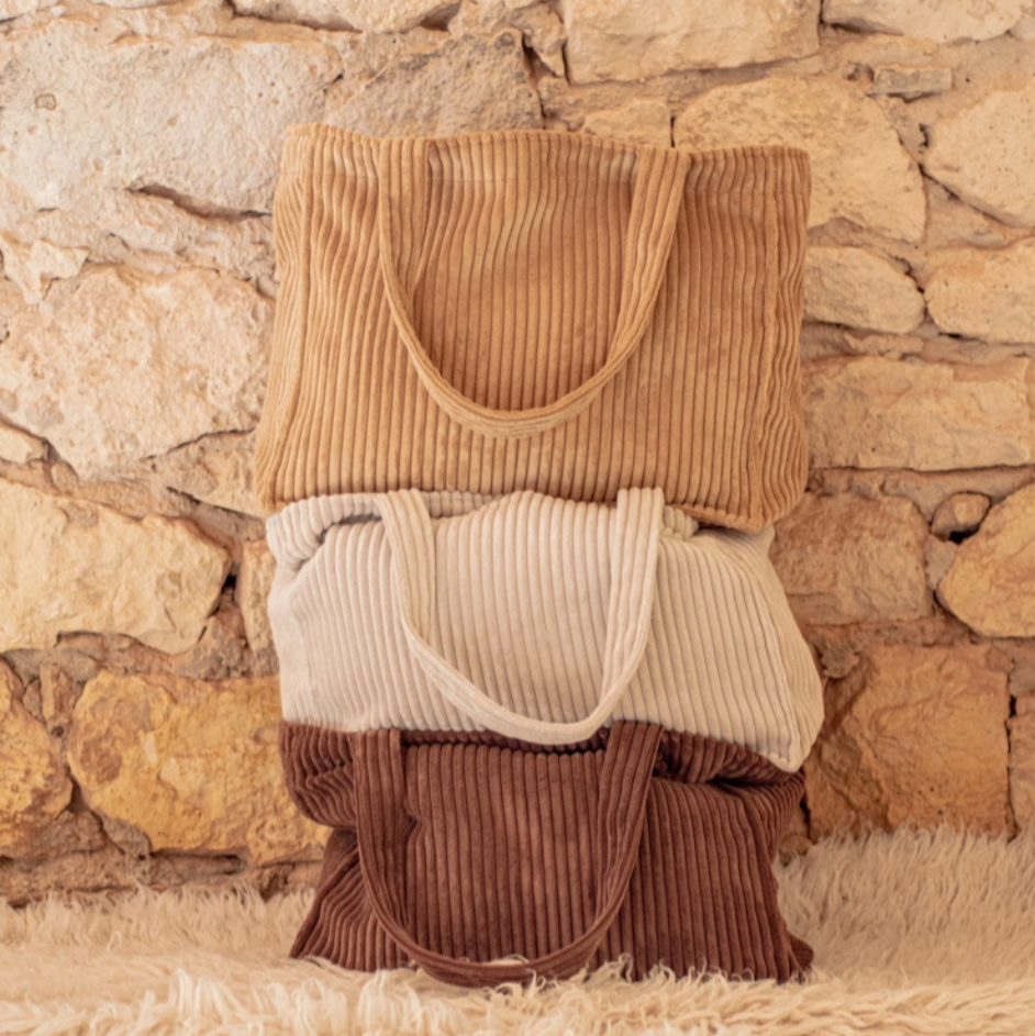 Sac cabas en velours côtelé