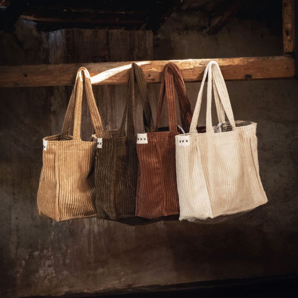 Sac cabas en velours côtelé
