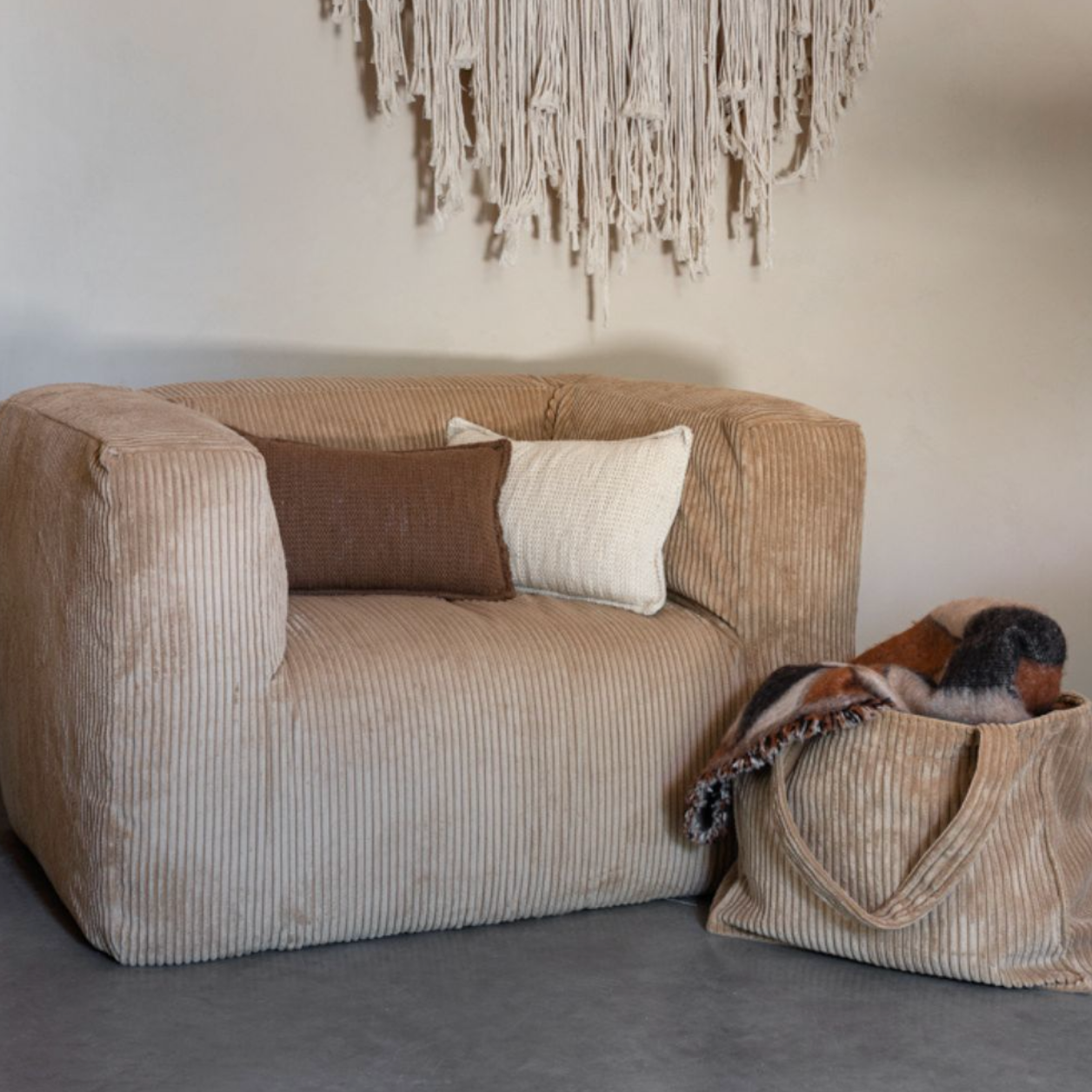 Sac cabas en velours côtelé