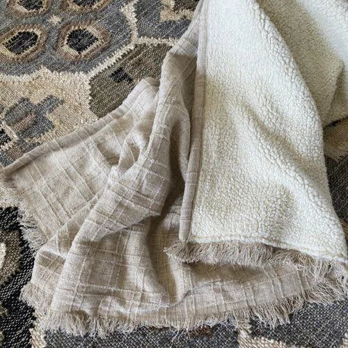 Plaid lin doublé sherpa