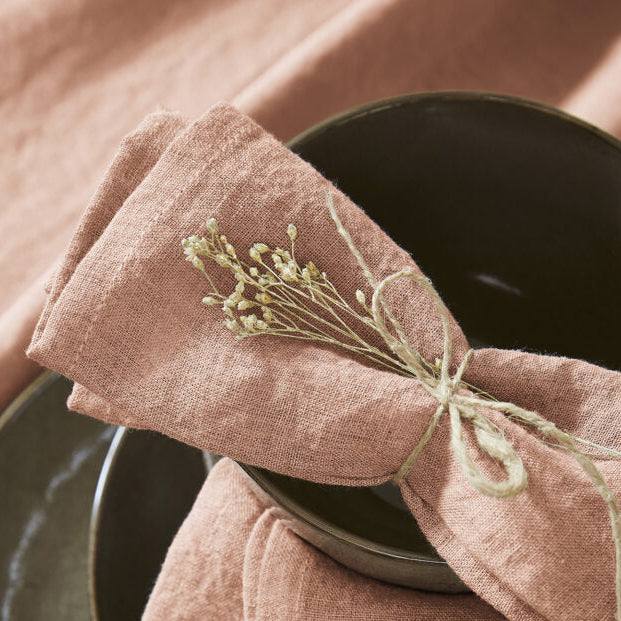 Lot de 3 serviettes de table en lin lavé