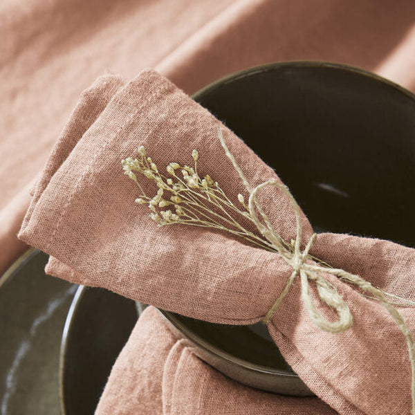 Lot de 3 serviettes de table en lin lavé