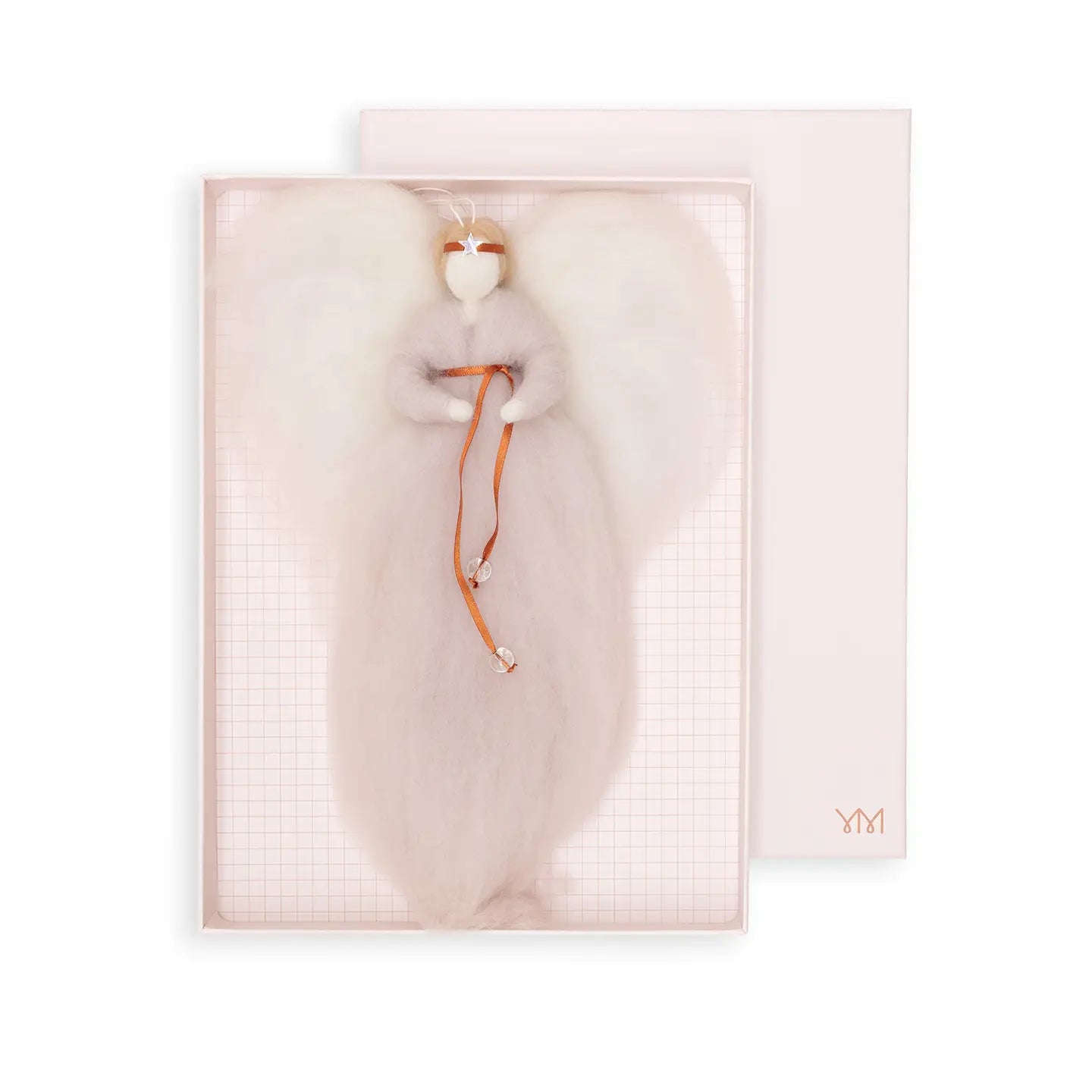 Ange en laine rose tendre