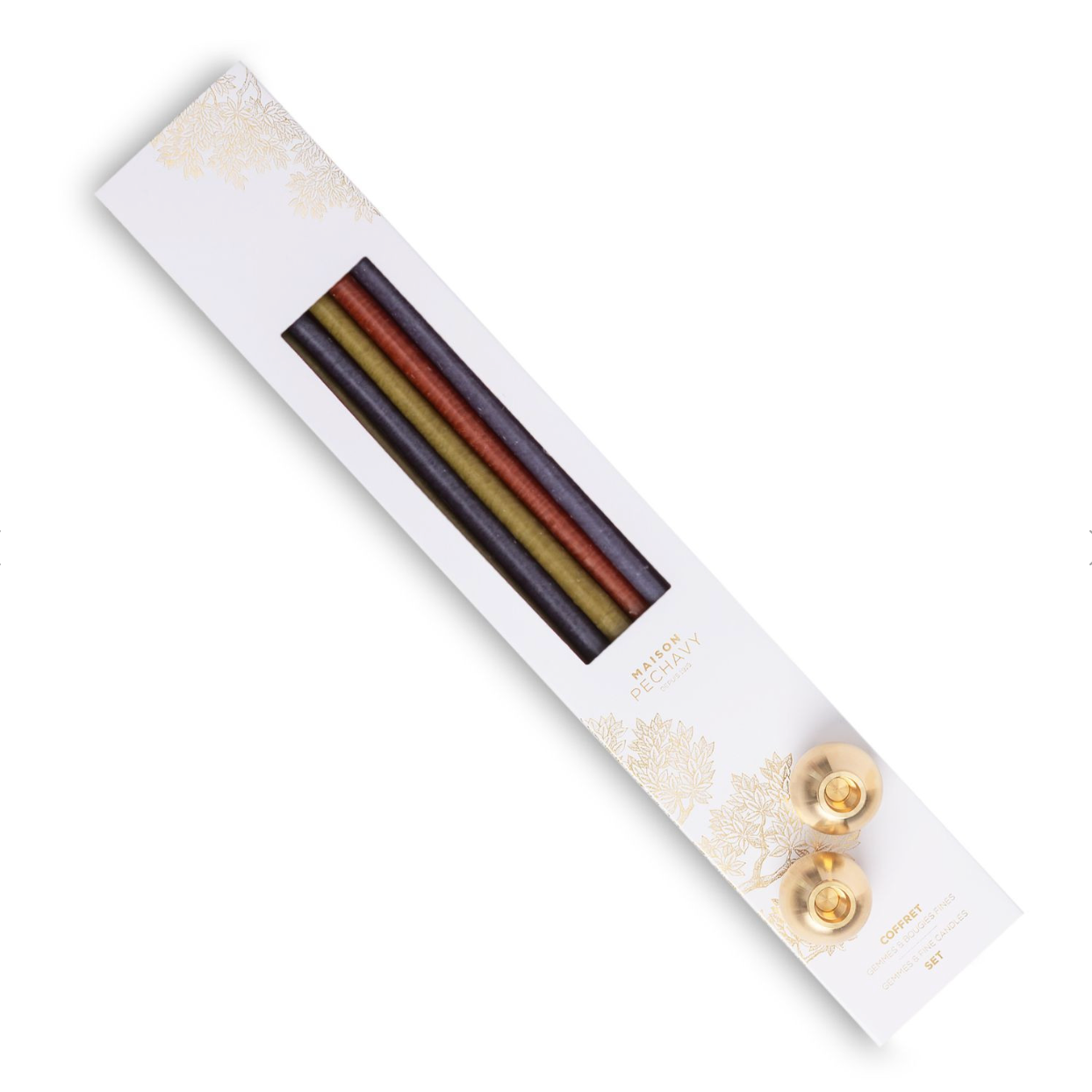 Coffret bougies fines et bougeoirs gemmes