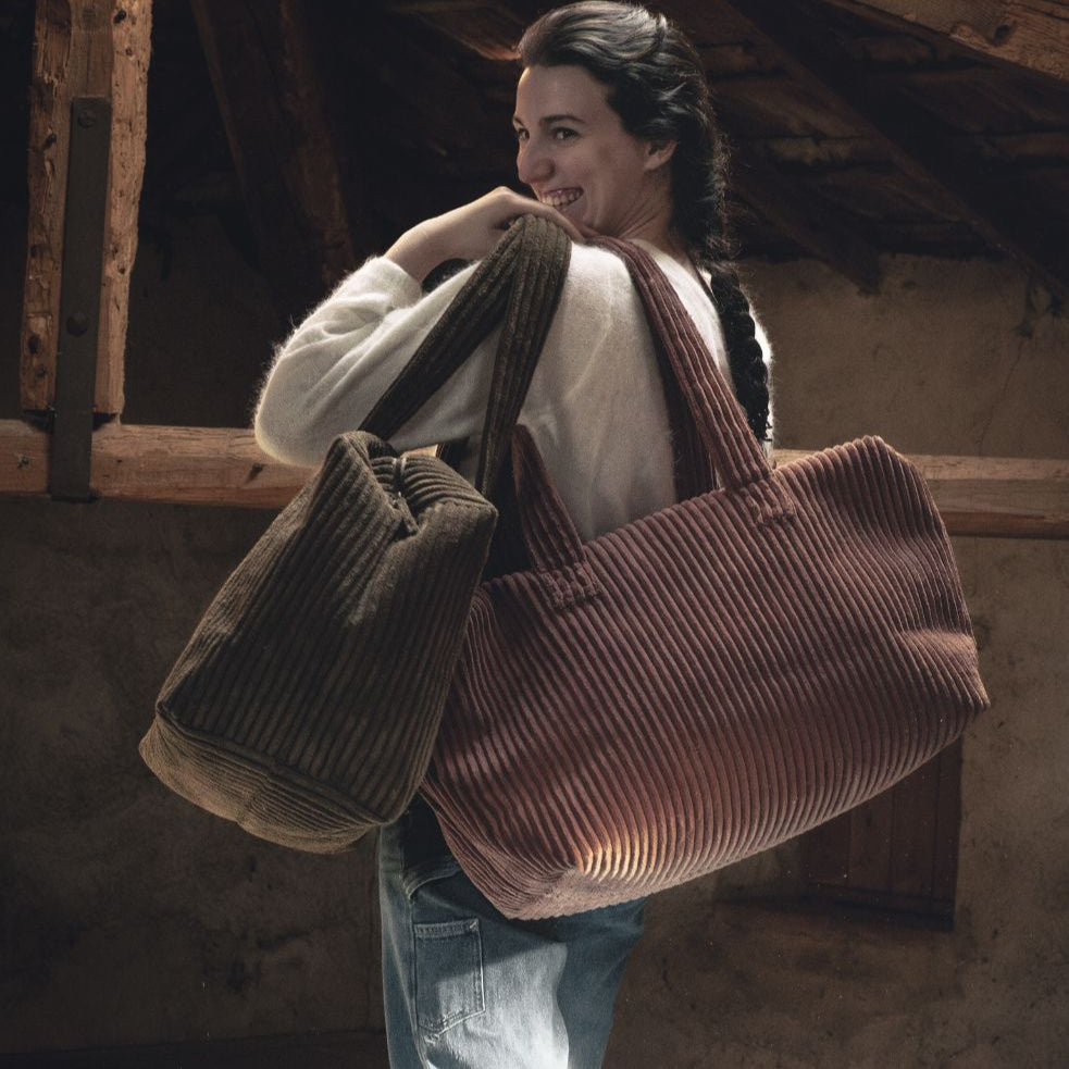 Sac de voyage en velours côtelé