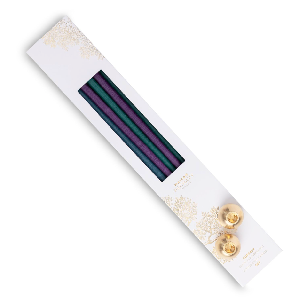 Coffret bougies fines et bougeoirs gemmes