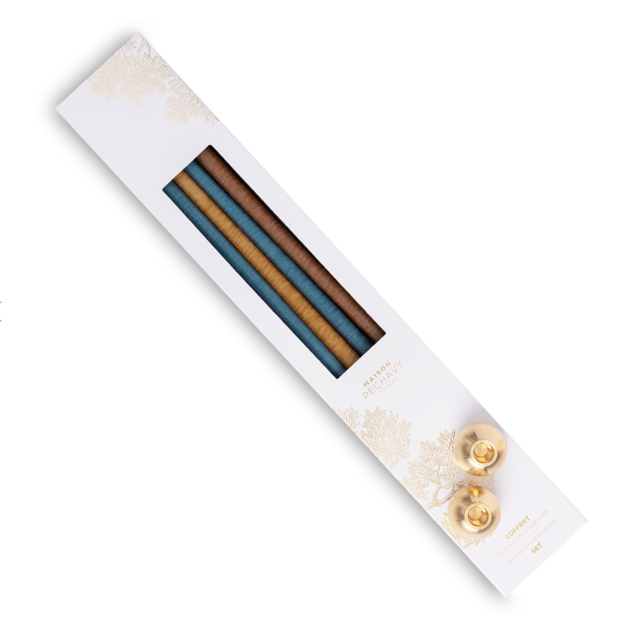 Coffret bougies fines et bougeoirs gemmes