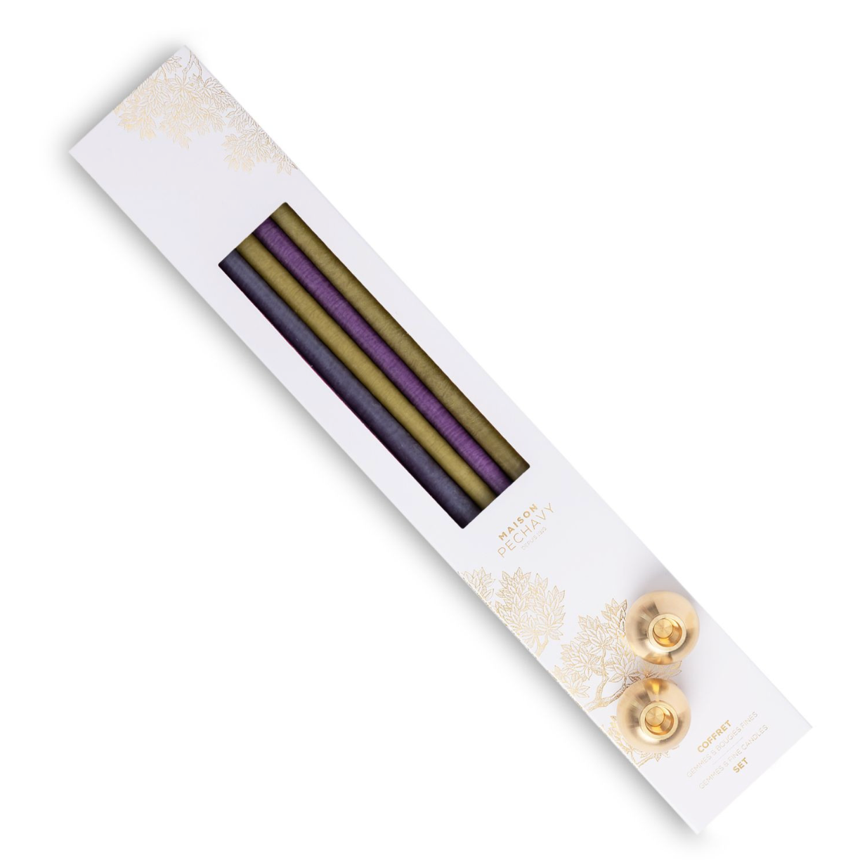 Coffret bougies fines et bougeoirs gemmes