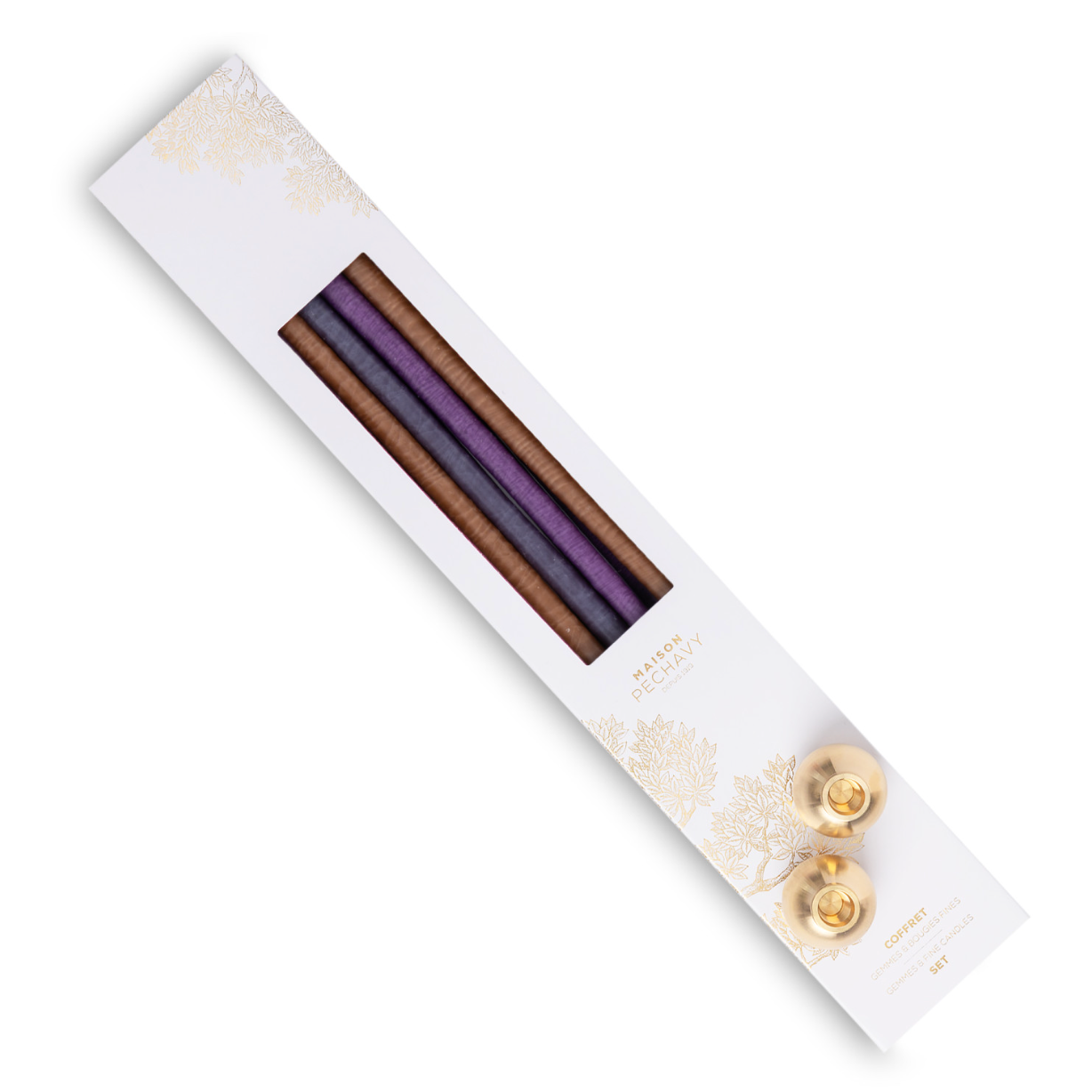 Coffret bougies fines et bougeoirs gemmes