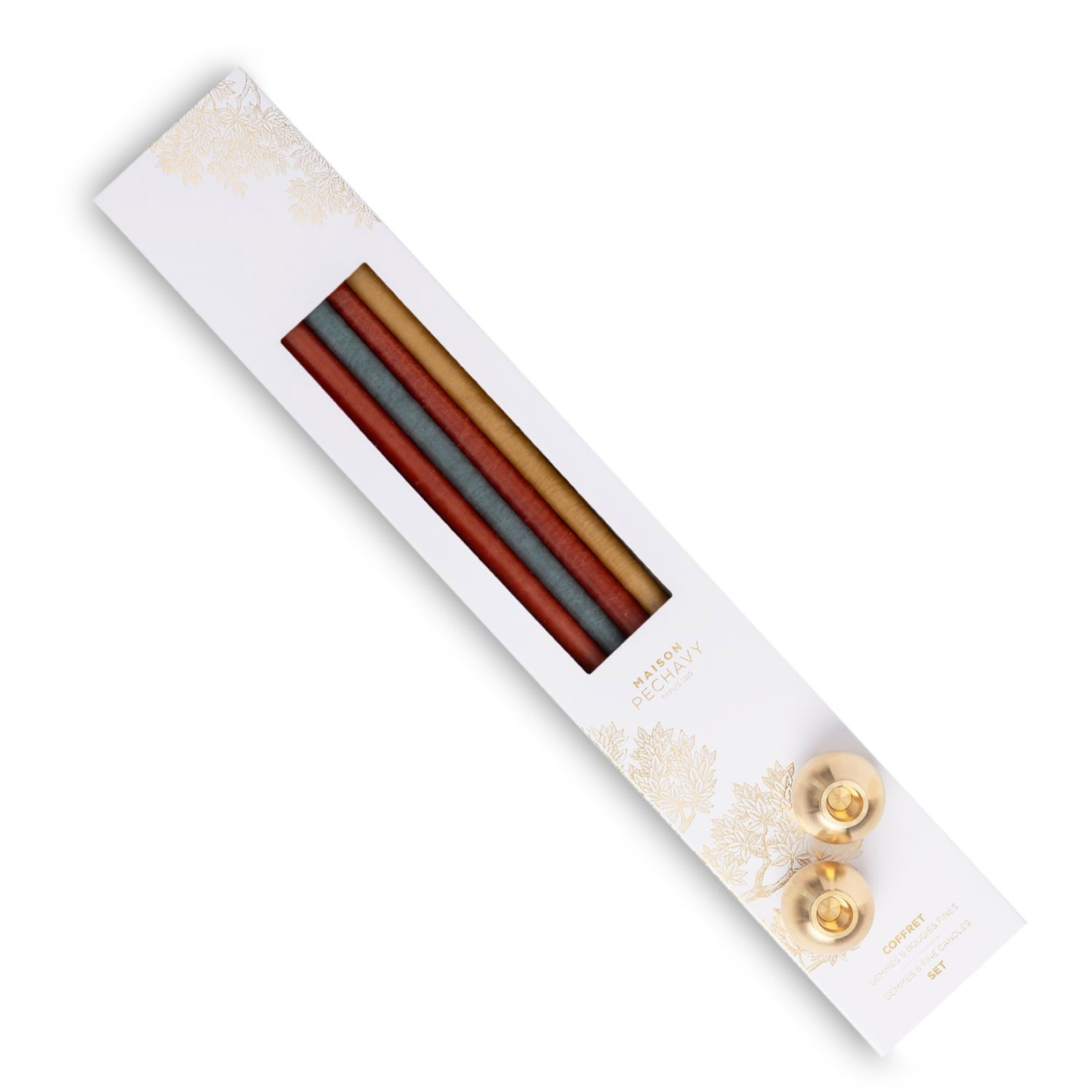 Coffret bougies fines et bougeoirs gemmes