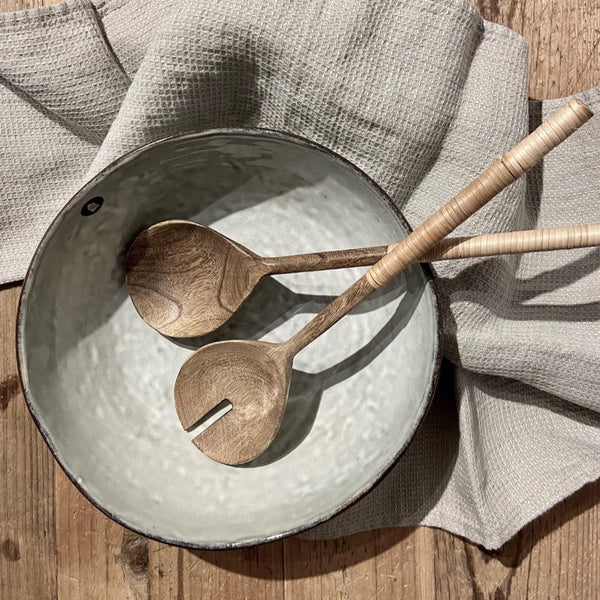 Mango wood salad servers
