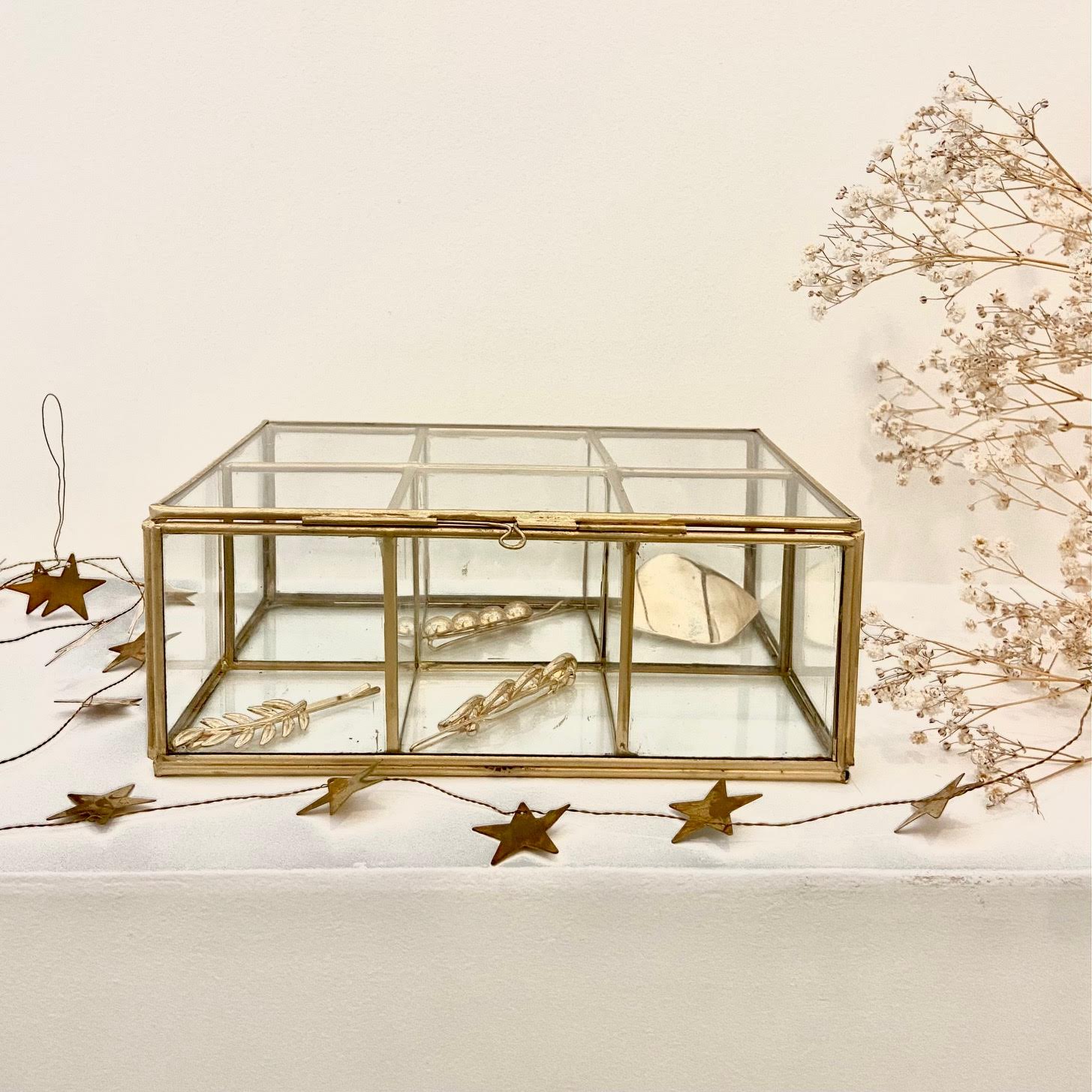 Glass and brass showcase box