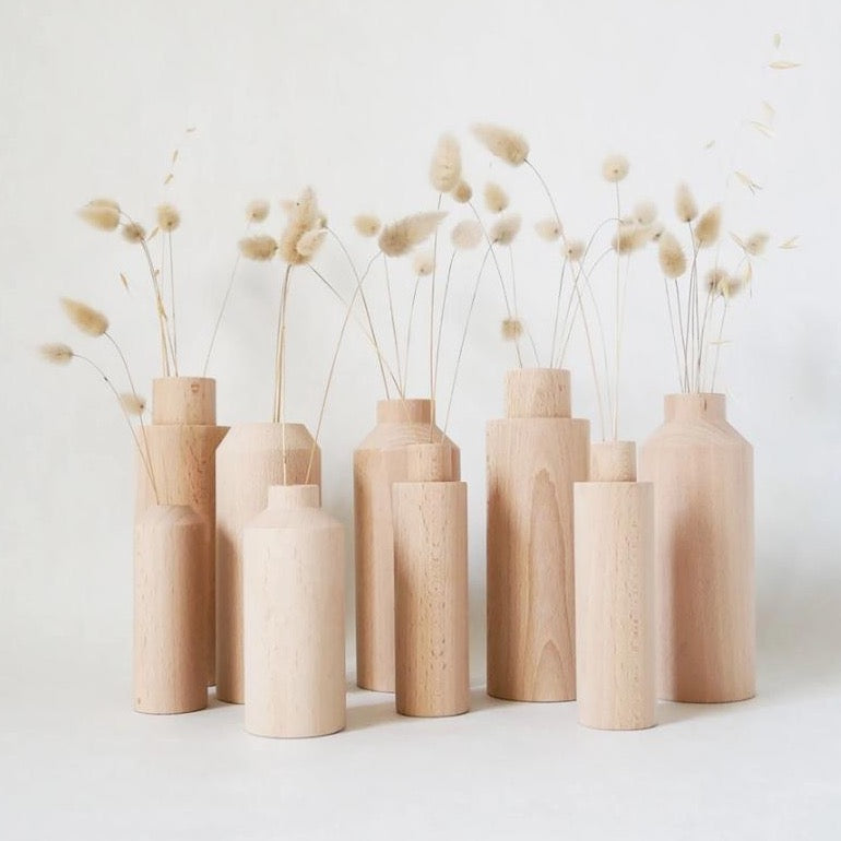 Set de 3 vases en bois