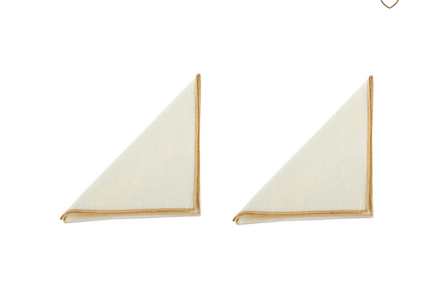 Set de 2 Serviettes de table ivoire en lin et coton