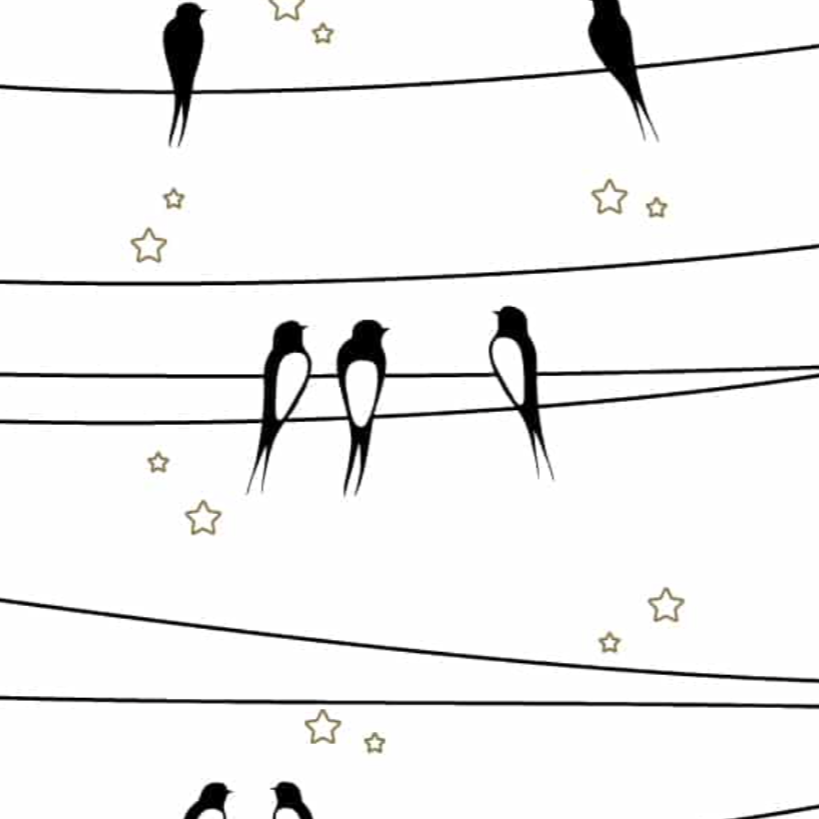Paper poster – Swallows on a wire – White sky